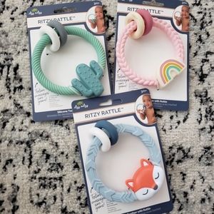 New Ritzy Rattle Silicone Teether Set of Three